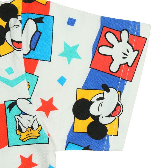 【ベビードール】ミッキー ドナルド キャラクター総柄Tシャツ 0301K / ベビーサイズ キッズ トップス 半袖 クルーネック カットソー ゆったりめシルエット 天竺素材