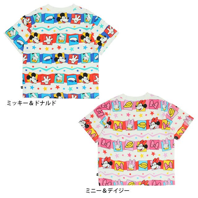 【ベビードール】ミッキー ドナルド キャラクター総柄Tシャツ 0301K / ベビーサイズ キッズ トップス 半袖 クルーネック カットソー ゆったりめシルエット 天竺素材