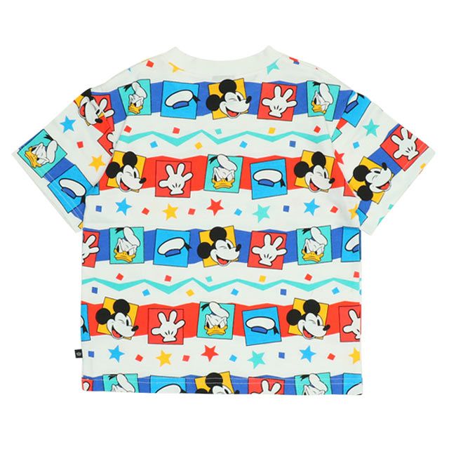【ベビードール】ミッキー ドナルド キャラクター総柄Tシャツ 0301K / ベビーサイズ キッズ トップス 半袖 クルーネック カットソー ゆったりめシルエット 天竺素材