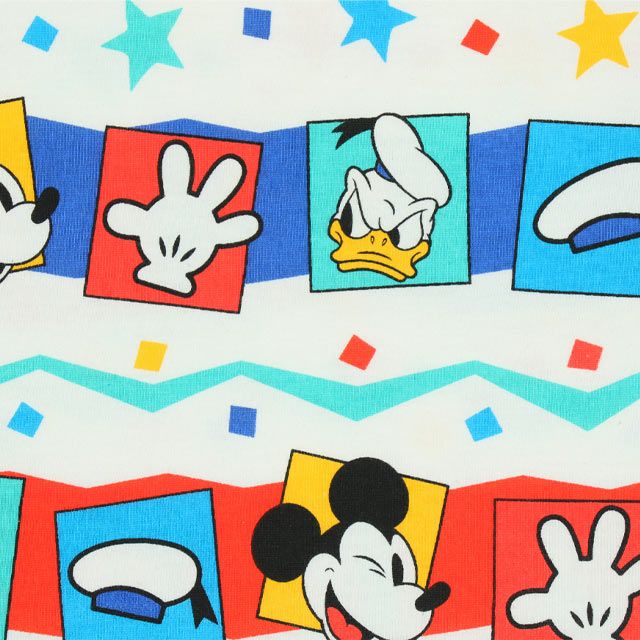 【ベビードール】ミッキー ドナルド キャラクター総柄Tシャツ 0301K / ベビーサイズ キッズ トップス 半袖 クルーネック カットソー ゆったりめシルエット 天竺素材