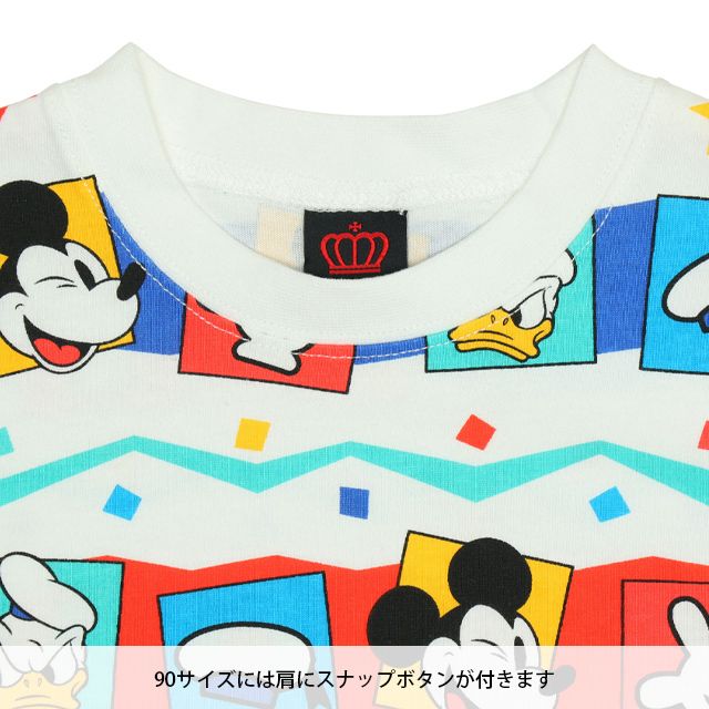 【ベビードール】ミニー デイジー キャラクター総柄Tシャツ 0301K / ベビーサイズ キッズ トップス 半袖 クルーネック カットソー ゆったりめシルエット 天竺素材