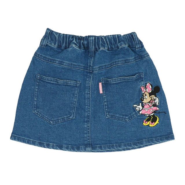 【ベビードール】ミニー デイジー ワッペンスカート 0303K / ベビーサイズ キッズ リンクコーデ ペアルック ボトムス デニム ヒッコリーストライプ ウエスト総ゴム