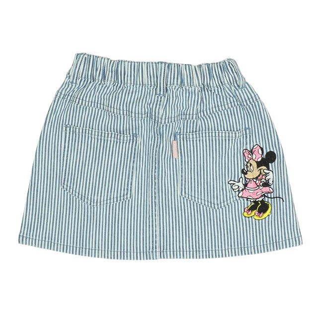 【ベビードール】ミニー デイジー ワッペンスカート 0303K / ベビーサイズ キッズ リンクコーデ ペアルック ボトムス デニム ヒッコリーストライプ ウエスト総ゴム