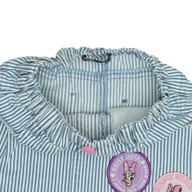 【ベビードール】ミニー デイジー ワッペンスカート 0303K / ベビーサイズ キッズ リンクコーデ ペアルック ボトムス デニム ヒッコリーストライプ ウエスト総ゴム