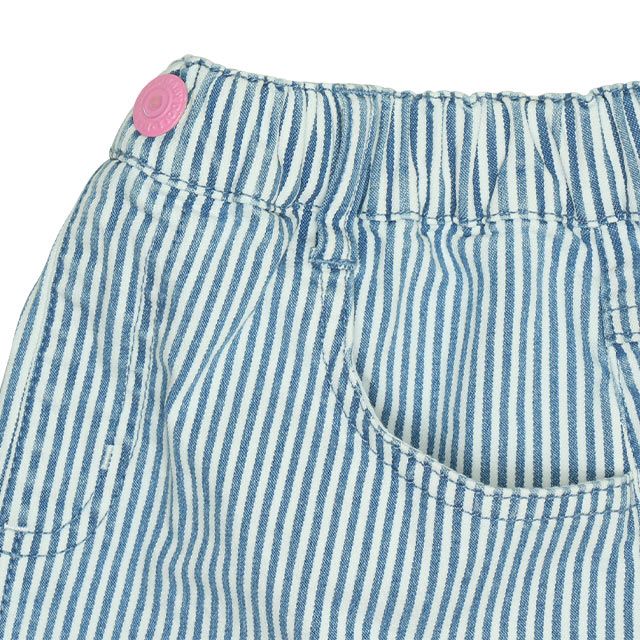 【ベビードール】ミニー デイジー ワッペンスカート 0303K / ベビーサイズ キッズ リンクコーデ ペアルック ボトムス デニム ヒッコリーストライプ ウエスト総ゴム
