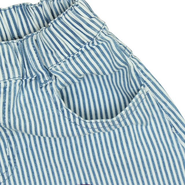 【ベビードール】ミニー デイジー ワッペンスカート 0303K / ベビーサイズ キッズ リンクコーデ ペアルック ボトムス デニム ヒッコリーストライプ ウエスト総ゴム