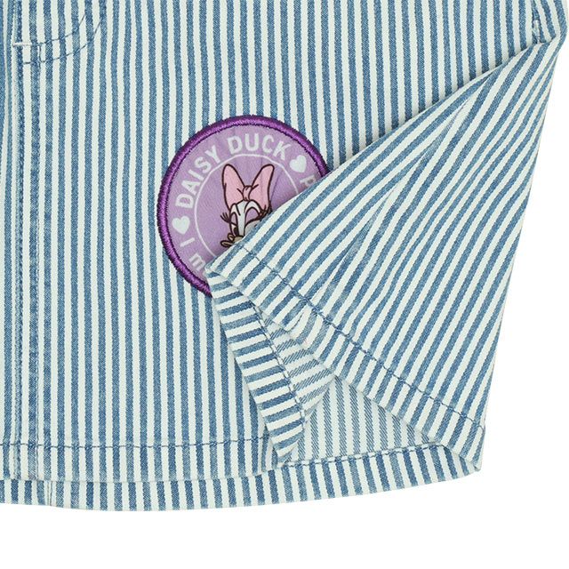 【ベビードール】ミニー デイジー ワッペンスカート 0303K / ベビーサイズ キッズ リンクコーデ ペアルック ボトムス デニム ヒッコリーストライプ ウエスト総ゴム