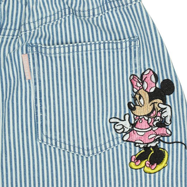 【ベビードール】ミニー デイジー ワッペンスカート 0303K / ベビーサイズ キッズ リンクコーデ ペアルック ボトムス デニム ヒッコリーストライプ ウエスト総ゴム