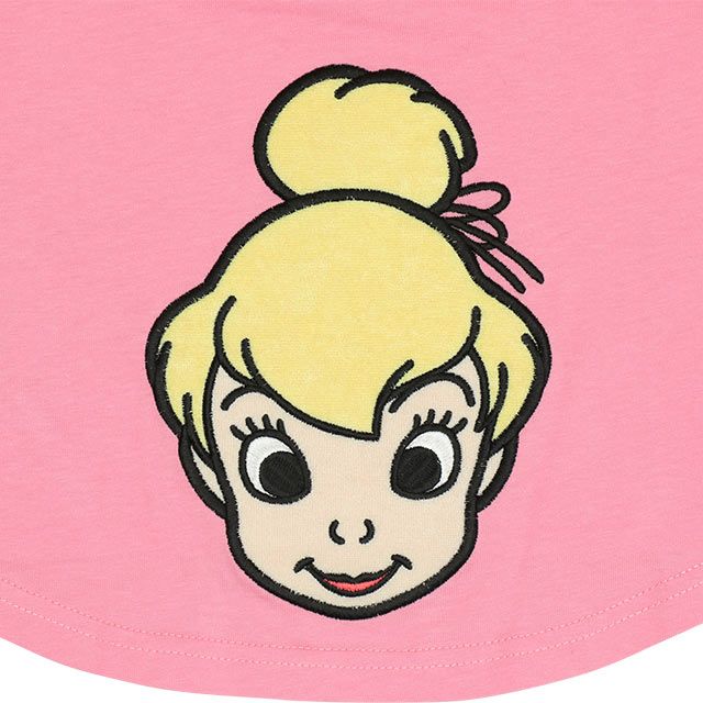 【ベビードール】ティンカーベル バックキャラクターワッペンTシャツ 0304K / ベビーサイズ キッズ トップス 半袖 天竺素材 後ろ裾ラウンド セミワイド