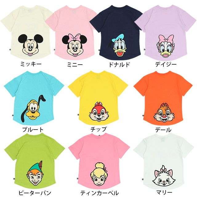 【ベビードール】ティンカーベル バックキャラクターワッペンTシャツ 0304K / ベビーサイズ キッズ トップス 半袖 天竺素材 後ろ裾ラウンド セミワイド
