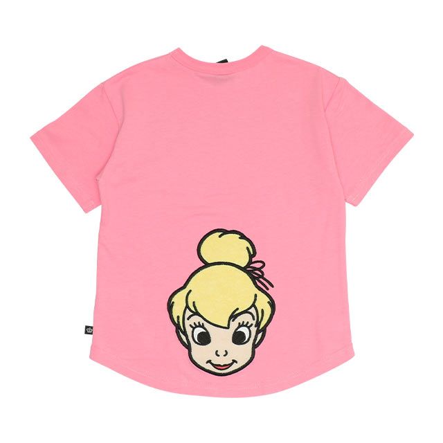 【ベビードール】ティンカーベル バックキャラクターワッペンTシャツ 0304K / ベビーサイズ キッズ トップス 半袖 天竺素材 後ろ裾ラウンド セミワイド