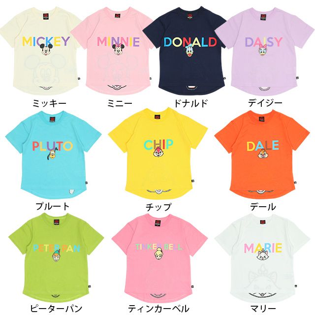 【ベビードール】ピーターパン バックキャラクターワッペンTシャツ 0304K / ベビーサイズ キッズ トップス 半袖 天竺素材 後ろ裾ラウンド セミワイド