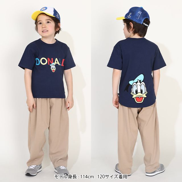 【ベビードール】ドナルド バックキャラクターワッペンTシャツ 0304K / ベビーサイズ キッズ トップス 半袖 天竺素材 後ろ裾ラウンド セミワイド
