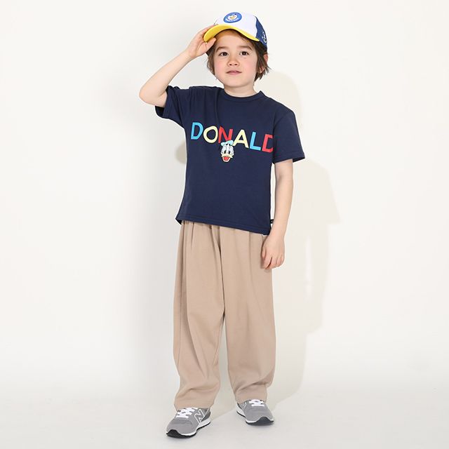 【ベビードール】ドナルド バックキャラクターワッペンTシャツ 0304K / ベビーサイズ キッズ トップス 半袖 天竺素材 後ろ裾ラウンド セミワイド