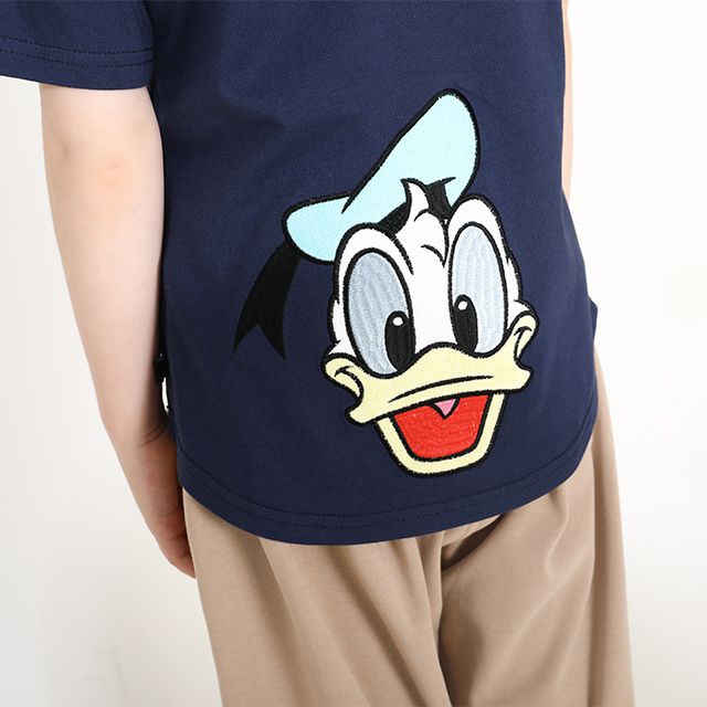【ベビードール】ドナルド バックキャラクターワッペンTシャツ 0304K / ベビーサイズ キッズ トップス 半袖 天竺素材 後ろ裾ラウンド セミワイド