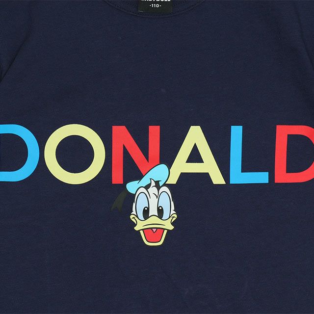 【ベビードール】ドナルド バックキャラクターワッペンTシャツ 0304K / ベビーサイズ キッズ トップス 半袖 天竺素材 後ろ裾ラウンド セミワイド