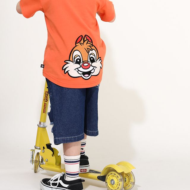 【ベビードール】デール バックキャラクターワッペンTシャツ 0304K / ベビーサイズ キッズ トップス 半袖 天竺素材 後ろ裾ラウンド セミワイド