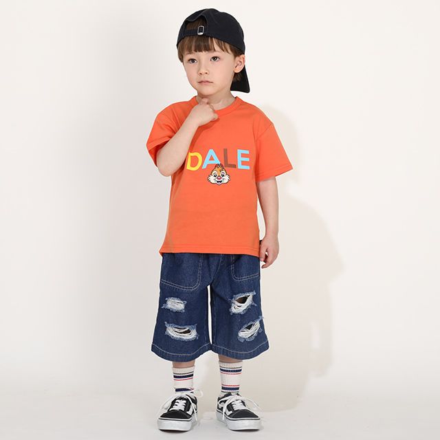 【ベビードール】デール バックキャラクターワッペンTシャツ 0304K / ベビーサイズ キッズ トップス 半袖 天竺素材 後ろ裾ラウンド セミワイド