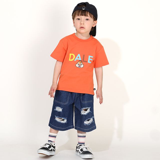 【ベビードール】デール バックキャラクターワッペンTシャツ 0304K / ベビーサイズ キッズ トップス 半袖 天竺素材 後ろ裾ラウンド セミワイド