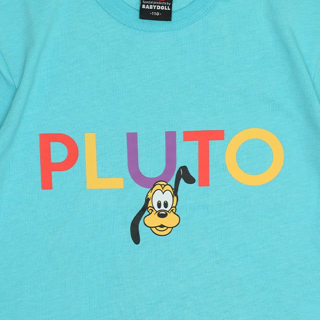 【ベビードール】プルート バックキャラクターワッペンTシャツ 0304K / ベビーサイズ キッズ トップス 半袖 天竺素材 後ろ裾ラウンド セミワイド