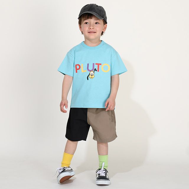 【ベビードール】プルート バックキャラクターワッペンTシャツ 0304K / ベビーサイズ キッズ トップス 半袖 天竺素材 後ろ裾ラウンド セミワイド