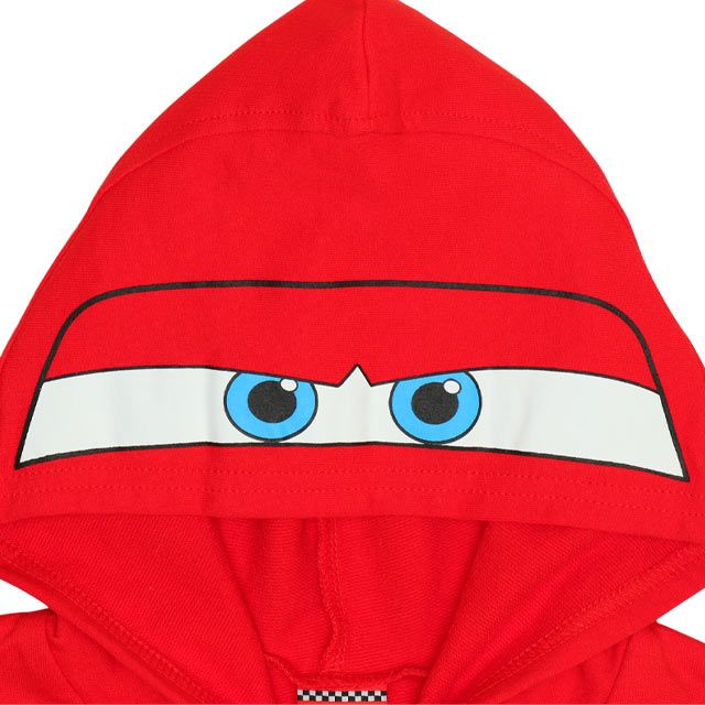 【ベビードール】カーズ バッグロゴなりきる半袖パーカー 0310K / ライトニング・マックィーン ベビーサイズ キッズ トップス フードパーカー セットコーデ（ハーフパンツ別売）