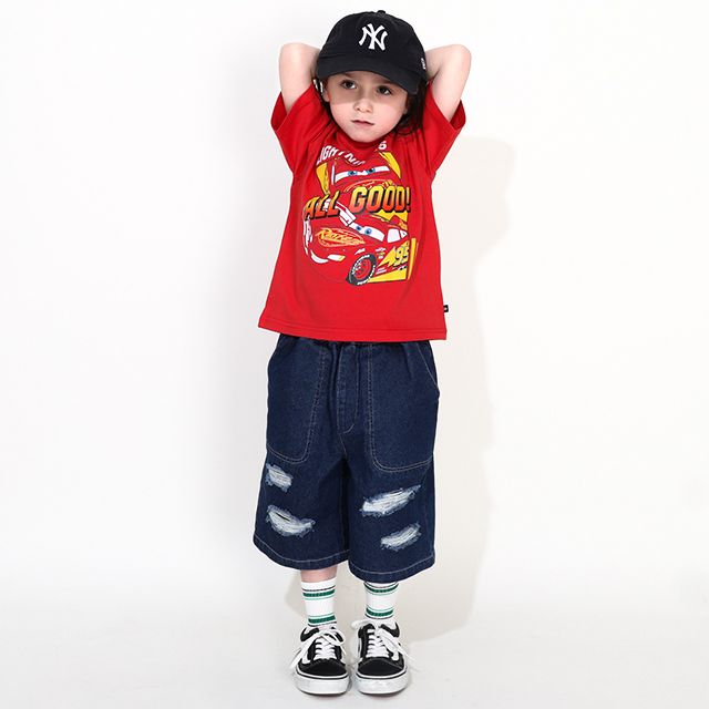 【ベビードール】カーズ フレームデザインTシャツ 0311K / ライトニング・マックィーン ベビーサイズ キッズ トップス 半袖 クルーネック カットソー 天竺素材