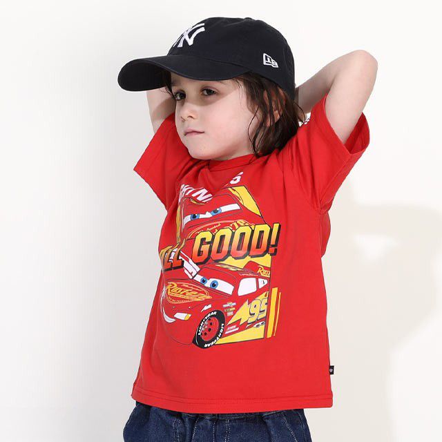 【ベビードール】カーズ フレームデザインTシャツ 0311K / ライトニング・マックィーン ベビーサイズ キッズ トップス 半袖 クルーネック カットソー 天竺素材