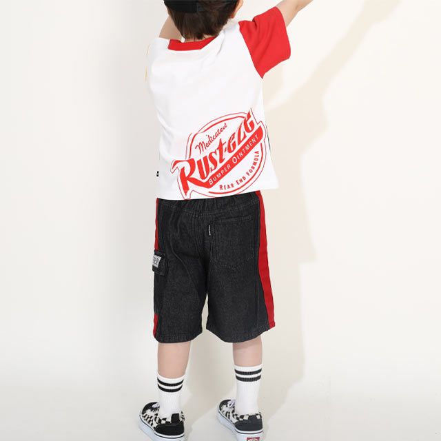 【ベビードール】カーズ BIGフェイス配色Tシャツ 0313K / ライトニング・マックィーン ベビーサイズ キッズ トップス 半袖 クルーネック カットソー 天竺素材