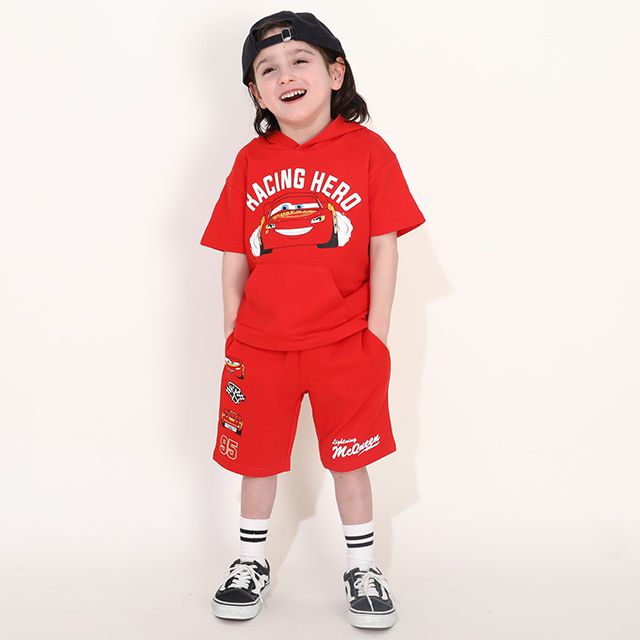 【ベビードール】カーズ ロゴハーフパンツ 0314K / ライトニング・マックィーン ベビーサイズ キッズ ショートパンツ 短パン セットコーデ（トップス別売）