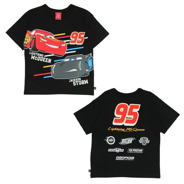 【ベビードール】カーズ 蓄光ロゴTシャツ 0316K / ライトニング・マックィーン ジャクソン・ストーム ベビーサイズ キッズ トップス 半袖 クルーネック カットソー 暗いところで光る 天竺素材