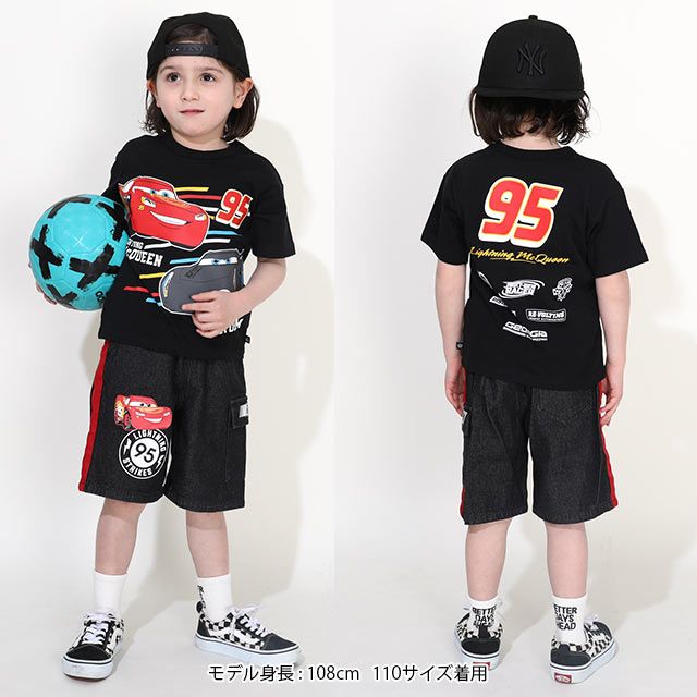 【ベビードール】カーズ 蓄光ロゴTシャツ 0316K / ライトニング・マックィーン ジャクソン・ストーム ベビーサイズ キッズ トップス 半袖 クルーネック カットソー 暗いところで光る 天竺素材