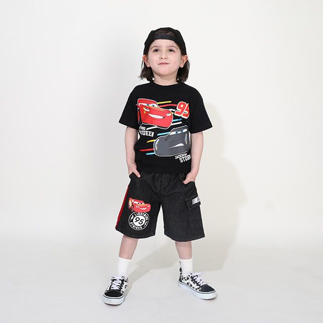 【ベビードール】カーズ 蓄光ロゴTシャツ 0316K / ライトニング・マックィーン ジャクソン・ストーム ベビーサイズ キッズ トップス 半袖 クルーネック カットソー 暗いところで光る 天竺素材