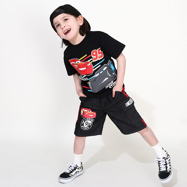 【ベビードール】カーズ 蓄光ロゴTシャツ 0316K / ライトニング・マックィーン ジャクソン・ストーム ベビーサイズ キッズ トップス 半袖 クルーネック カットソー 暗いところで光る 天竺素材