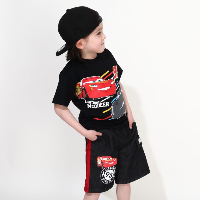 【ベビードール】カーズ 蓄光ロゴTシャツ 0316K / ライトニング・マックィーン ジャクソン・ストーム ベビーサイズ キッズ トップス 半袖 クルーネック カットソー 暗いところで光る 天竺素材