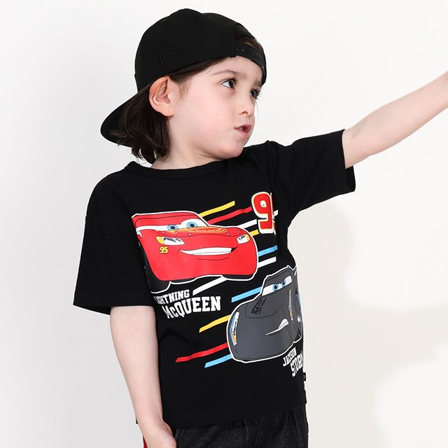 【ベビードール】カーズ 蓄光ロゴTシャツ 0316K / ライトニング・マックィーン ジャクソン・ストーム ベビーサイズ キッズ トップス 半袖 クルーネック カットソー 暗いところで光る 天竺素材
