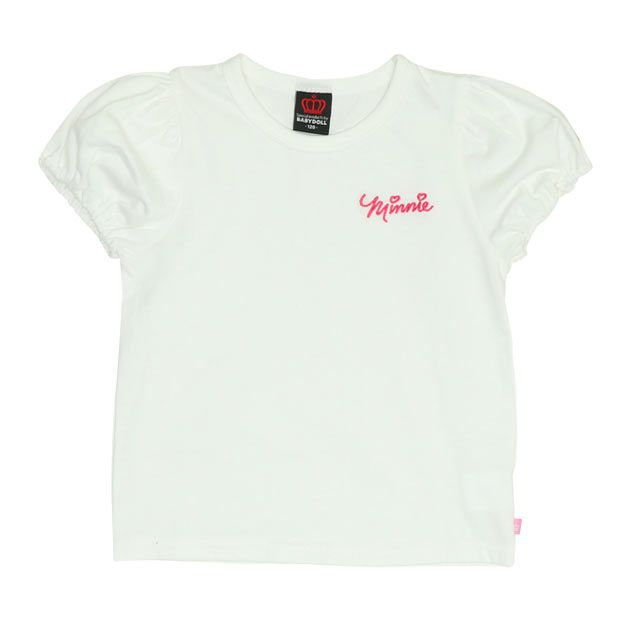 【ベビードール】ミニー Tシャツ＆チェックキャミセット 0319K / ベビーサイズ キッズ トップス コーデセット レイヤード 半袖 パフ袖 キャミソール 天竺素材 肩紐長さ調整可