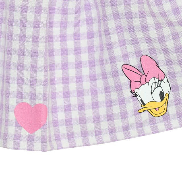 【ベビードール】デイジー Tシャツ＆チェックキャミセット 0319K / ベビーサイズ キッズ トップス コーデセット レイヤード 半袖 パフ袖 キャミソール 天竺素材 肩紐長さ調整可