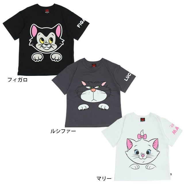 【ベビードール】フィガロ 親子お揃い キャラクターフェイスTシャツ 0320K / ベビーサイズ キッズ リンクコーデ ペアルック 親子コーデ 半袖 トップス 天竺素材 ワイドシルエット キャットコレクション 猫の日 猫キャラクター CAT