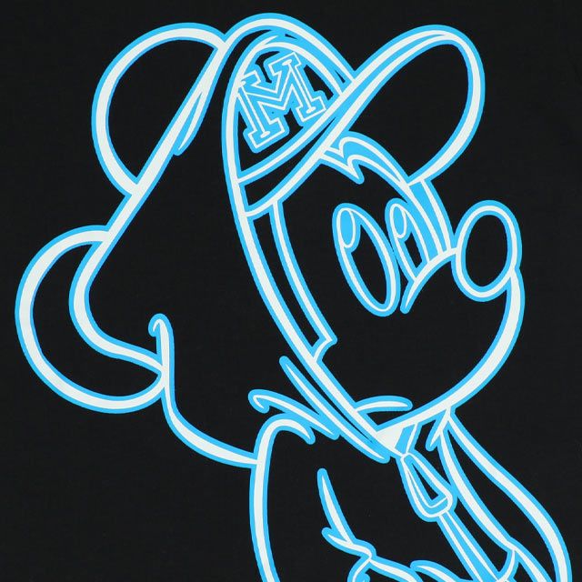 【ベビードール】ミッキー 親子お揃い ネオンキャラクターTシャツ 0322K / ベビーサイズ キッズ リンクコーデ ペアルック 親子コーデ トップス 半袖 クルーネック カットソー 天竺素材