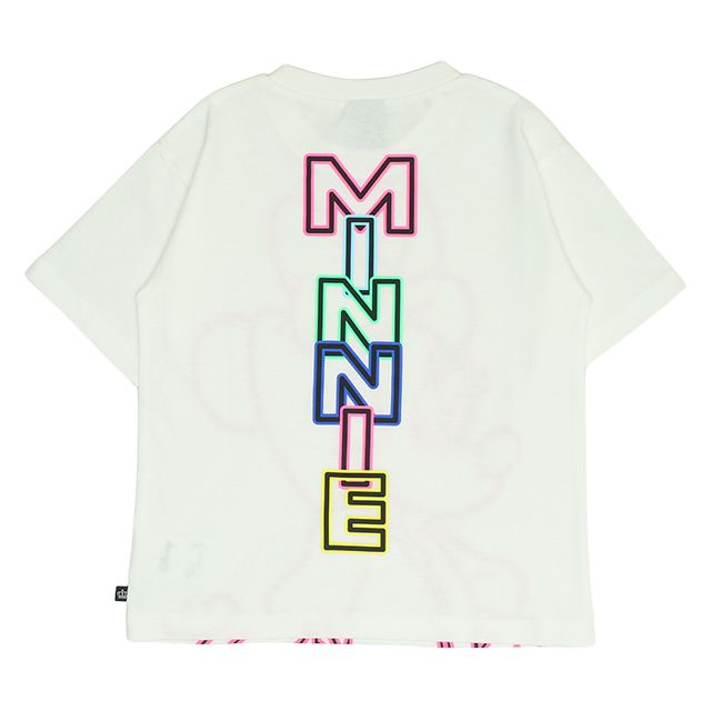 【ベビードール】ミニー 親子お揃い ネオンキャラクターTシャツ 0322K / ベビーサイズ キッズ リンクコーデ ペアルック 親子コーデ トップス 半袖 クルーネック カットソー 天竺素材