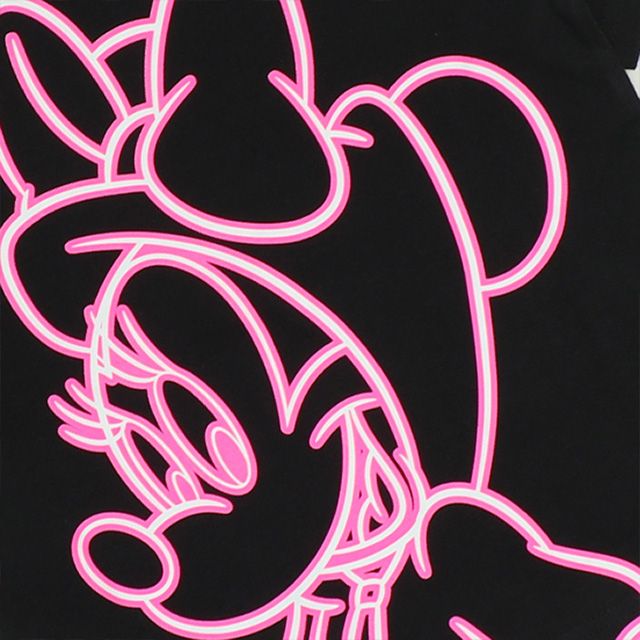 【ベビードール】ミニー 親子お揃い ネオンキャラクターTシャツ 0322K / ベビーサイズ キッズ リンクコーデ ペアルック 親子コーデ トップス 半袖 クルーネック カットソー 天竺素材