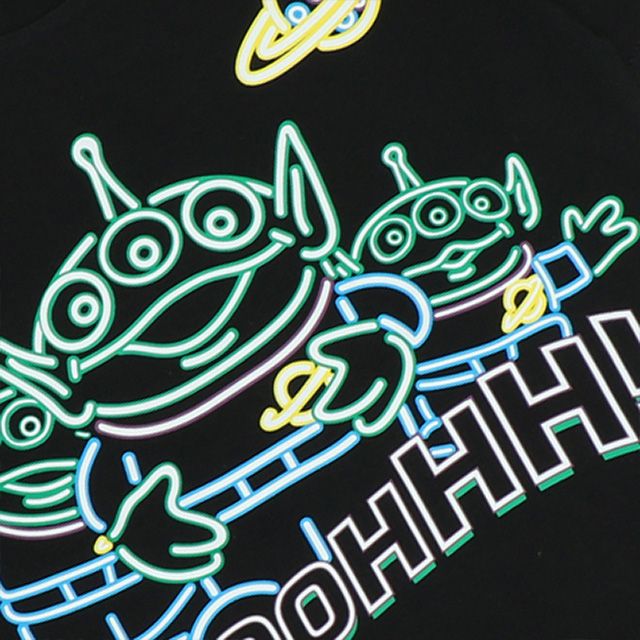 【ベビードール】リトルグリーンメン ネオンキャラクターTシャツ 0322K / ベビーサイズ キッズ リンクコーデ ペアルック 親子コーデ トップス 半袖 クルーネック カットソー 天竺素材