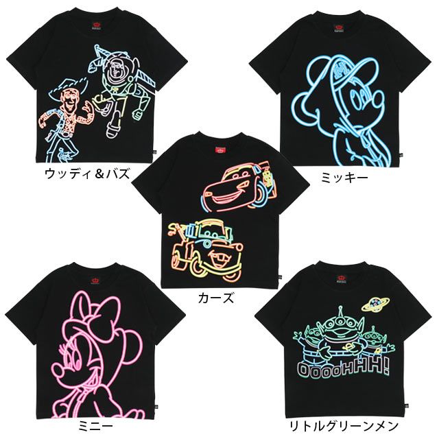 【ベビードール】リトルグリーンメン ネオンキャラクターTシャツ 0322K / ベビーサイズ キッズ リンクコーデ ペアルック 親子コーデ トップス 半袖 クルーネック カットソー 天竺素材