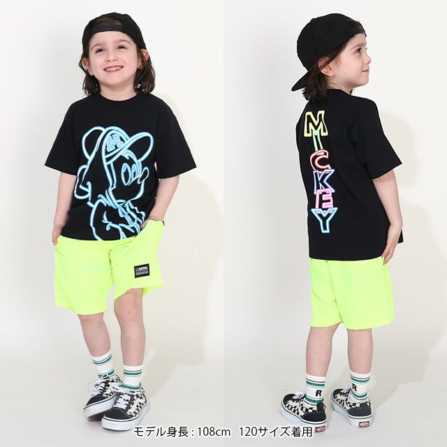 【ベビードール】リトルグリーンメン ネオンキャラクターTシャツ 0322K / ベビーサイズ キッズ リンクコーデ ペアルック 親子コーデ トップス 半袖 クルーネック カットソー 天竺素材