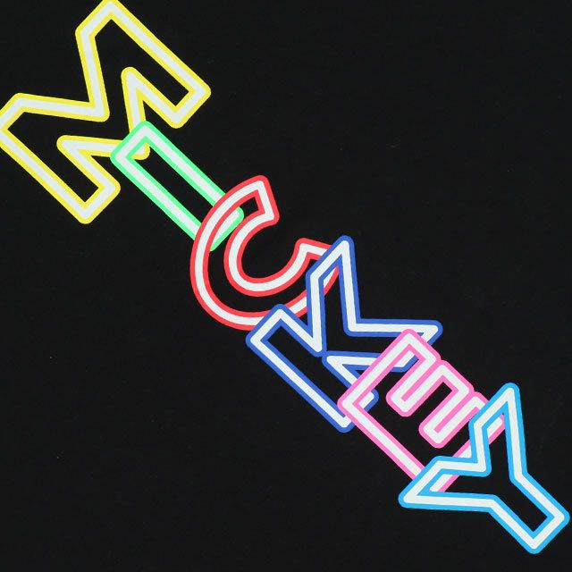 【ベビードール】ミッキー 親子お揃い ネオンキャラクターTシャツ 0322A / 大人 ユニセックス 男女兼用 リンクコーデ ペアルック 親子コーデ トップス 半袖 クルーネック カットソー 天竺素材