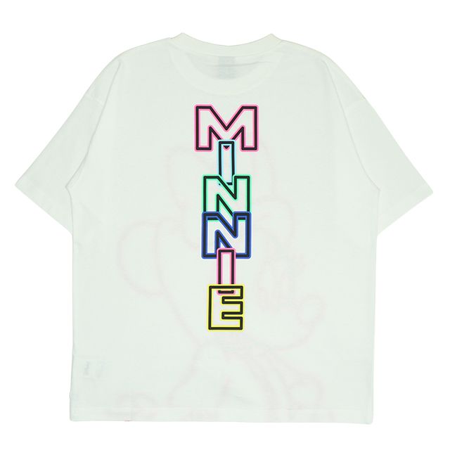 【ベビードール】ミニー 親子お揃い ネオンキャラクターTシャツ 0322A / 大人 ユニセックス 男女兼用 リンクコーデ ペアルック 親子コーデ トップス 半袖 クルーネック カットソー 天竺素材