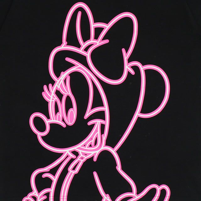 【ベビードール】ミニー 親子お揃い ネオンキャラクターTシャツ 0322A / 大人 ユニセックス 男女兼用 リンクコーデ ペアルック 親子コーデ トップス 半袖 クルーネック カットソー 天竺素材