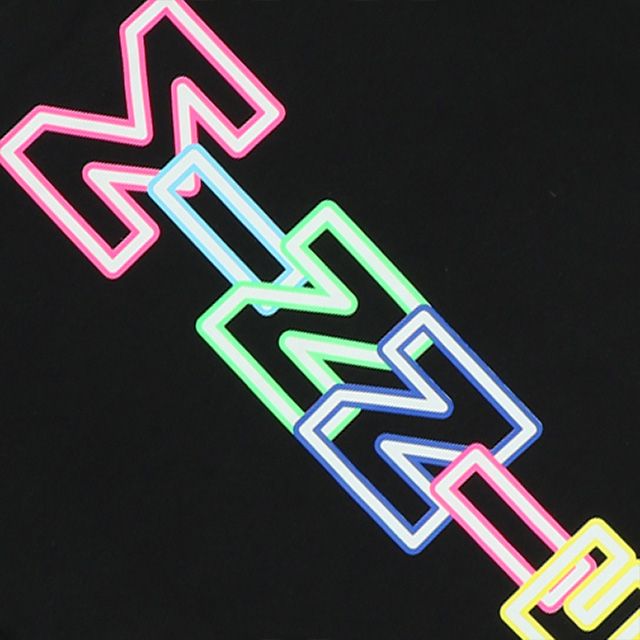 【ベビードール】ミニー 親子お揃い ネオンキャラクターTシャツ 0322A / 大人 ユニセックス 男女兼用 リンクコーデ ペアルック 親子コーデ トップス 半袖 クルーネック カットソー 天竺素材