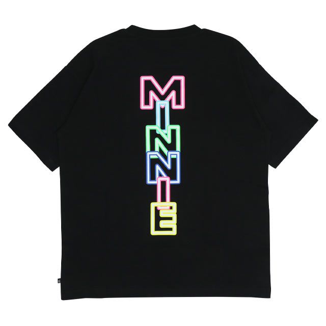 【ベビードール】ミニー 親子お揃い ネオンキャラクターTシャツ 0322A / 大人 ユニセックス 男女兼用 リンクコーデ ペアルック 親子コーデ トップス 半袖 クルーネック カットソー 天竺素材